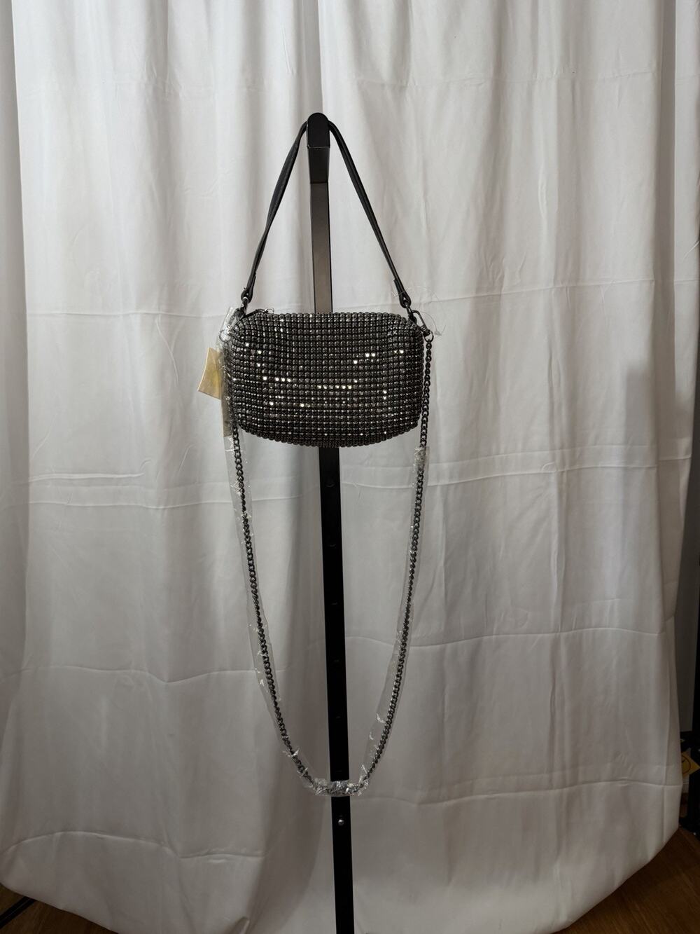 Madison West Gunmetal Rhinestone Small Crossbody